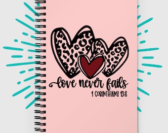 Love One Another Spiral Notebook, Diary, Prayer Journal, Unique Catholic Gifts, Valentines Day Gift for Her Him Christian Moms,1 Corinthians