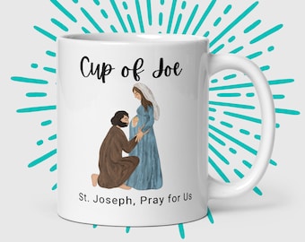 Een kopje Joe - St. Joseph en zwangere moeder Mary Coffee Mug - Unieke katholieke geschenken