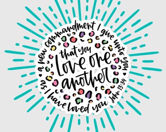 Love One Another John 3:16 Sticker, Valentine's Stickers, Unique Catholic Gifts for Christian Moms Her Him,Water Bottle Stickers,Jesus Quote