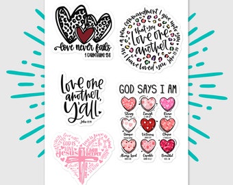 Christian Valentine's Day Sticker Set: Bible Verse Stickers