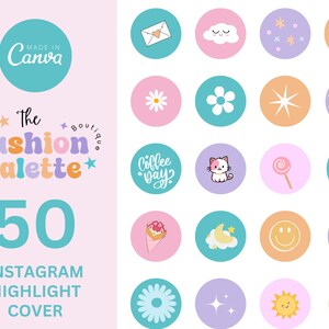 Instagram Highlight Covers Canva, Minimalistic Instagram Highlights, Editable Covers for Instagram Stories, colourful Instagram Highlight,