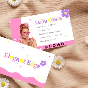 pink colorful Business Card Template, Digital Business Card Design, QR Code Business Card Template, Editable Business Card,