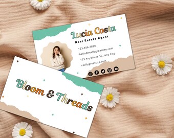 Plantilla de tarjeta de presentación en tonos pastel, código QR, diseño editable de Canva