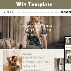 Wix Website Template, Modern Wix Website Theme, Minimalistic Coaching Wix Design, Aesthetic Wix Blogger Theme, Social Media Manager Website
