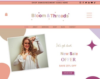 Wix Website Template, Social Media Theme, Blogger Theme (Digitaler Download)