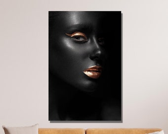 Gold African Woman Wall Art Gold Girl Canvas, Gold African Women Canvas, Reproduction Art, Large Decor, African Art Home&Office Decor Gift 2