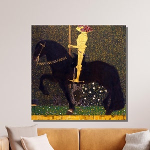 Gustav Klimt Canvas Wall Art, Gustav Klimt Golden Knight, Symbolism Art, Art,Canvas Poster & Panel, Klimt Artwork Living Room Decor Gift 13