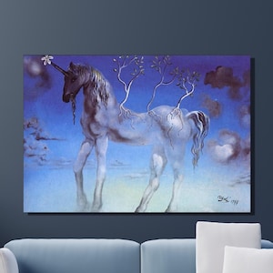 Salvador Dali Canvas Wall Art, Salvador Dali Unicorn Painting Art Print, Abstract Art, Canvas Poster&Panel, Modern Living Room Decor Gift 23