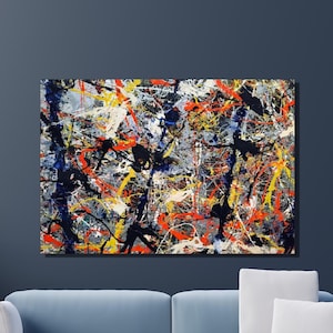 Jackson Pollock Canvas Wall Art, Jackson Pollock Blue Poles Art Print, Jackson Pollock Artwork, Expressionism, Reproduction Art Home Decor 3