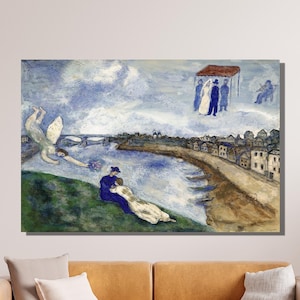 Marc Chagall Canvas Wall Art, Marc Chagall Riverside Art, Expressionism, Abstract Art,Chagall Artwork Canvas/Panel Home&Office Decor Gift 30