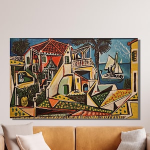 Pablo Picasso Canvas Wall Art, Pablo Picasso Mediterranean Landscape Art Print, Surrealism Art, Reproduction Print, Home&Office Decor Gift18
