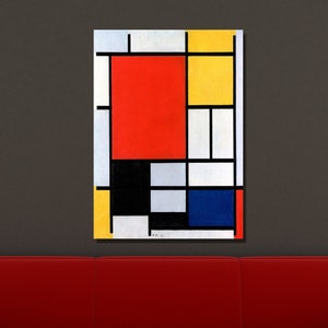 Composition With Large Red Plane Yellow Black Grey And Blue 1921 by Piet Mondrian, Reproduction Print, Home&Office Wall Art Decor Gift 5