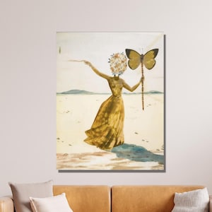 Salvador Dali Canvas Wall Art, Salvador Dali Flower Butterfly Girl Art, Surrealism, Salvador Dali Poster, Reproduction, Home&Office Decor 54