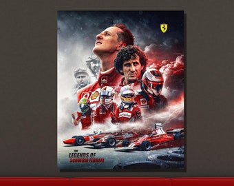 Ferrari Canvas Print, Ferrari F1 Legends Canvas Wall Art, Micheal Schumacher, Alain Prost, Fernando Alonso Poster, F1 Fan Gift, Home Decor 7