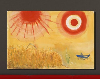 Marc Chagall A Wheatfield on a Summer's Afternoon Art Print, Expressionism, Marc Chagall Canvas Wall Art, Canvas Poster/Panel Home Decor 2