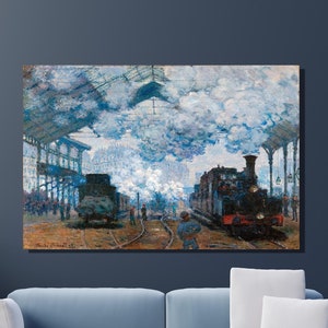 Claude Monet Canvas Wall Art, Arrival of the Normandy Train, Canvas Poster&Panel, Impressionism, Reproduction Art, Home/Office Wall Decor 14