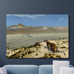 Jean Leon Gerome Canvas Wall Art, Jean Leon Gerome Tiger On The Watch Art Print, Art Reproduction, Gerome Poster Print, Home&Office Decor 5