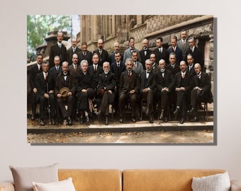 Impresión en lienzo de la Conferencia Solvay de 1927: Einstein, Curie, Planck y más