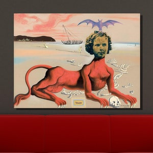 Salvador Dali Canvas Wall Art, Salvador Dali Shirley Temple The Youngest Most Sacred Monster of the Cinema in Her Time Print, Home Decor 27