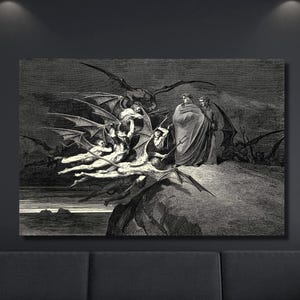 Malacoda by Gustave Dore, Gustave Dore Canvas Wall Art, Inferno Canto Art, Symbolism Art, Dore Artwork Canvas/Panel Home&Office Decor Gift 9