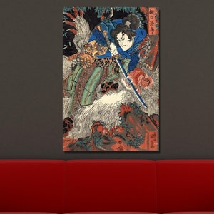Japanese Poster Painting Canvas, Utagawa Kuniyoshi Canvas Wall Art, Utagawa Suikoden Series 2 Art, Reproduction Art, Home&Office Decor 16