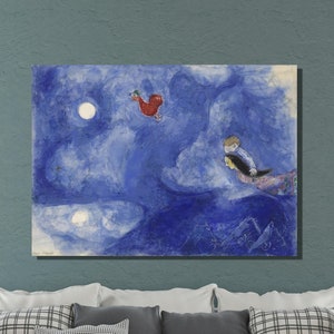 Marc Chagall Canvas Wall Art, Marc Chagall Moonlight, Expressionism, Abstract Art,Chagall Artwork Canvas/Panel Home&Office Decor Gift 35