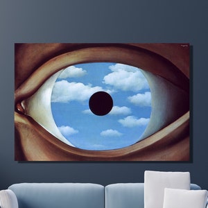 René Magritte Wall Art, The False Mirror by René Magritte Print, Surrealism Art, Reproduction Print, Home&Office Canvas Wall Decor Gift 25