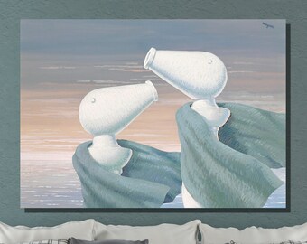 Impresión en lienzo de René Magritte: El Coloquio Sentimental, Arte mural abstracto