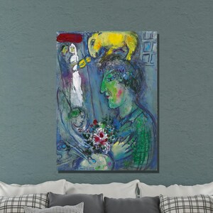 Marc Chagall Canvas Wall Art, Marc Chagall The Artist&#39;s Green Profile,  Abstract Art,Chagall Artwork Canvas/Panel Home&Office Decor Gift 23