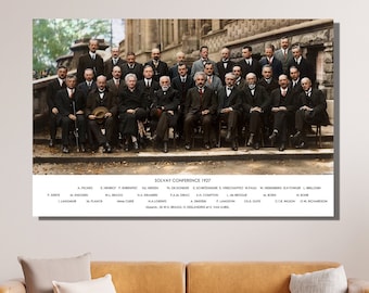 Impresión en lienzo de la Conferencia Solvay de 1927: Einstein, Curie, Planck