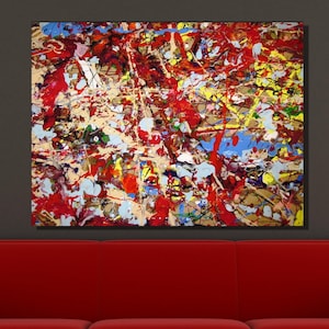 Jackson Pollock Canvas Wall Art, Jackson Pollock Red Art Print, Jackson Pollock Opera d&#39;arte, Espressionismo, Riproduzione artistica, Regalo per la decorazione della casa 4