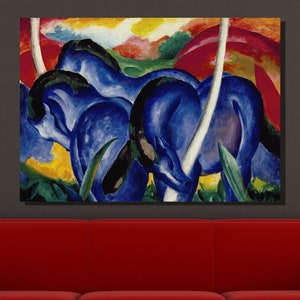 Franz Marc Canvas Wall Art, Blue Horses by Franz Marc Art, Abstract Art, Reproduction Print, Expressionism, Home&Office Wall Decor Gift 2