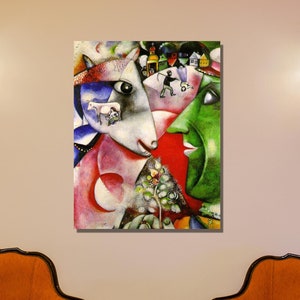 Marc Chagall Canvas Wall Art, Marc Chagall I and The Village, Expressionism Art, Chagall Artwork Canvas/Panel Home&Office Decor Gift 10