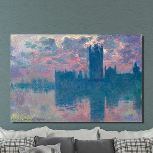 Claude Monet Canvas Wall Art, Palace of Westminster by Monet, Canvas Poster&Panel, Impressionism, Reproduction Art, Home/Office Wall Decor15
