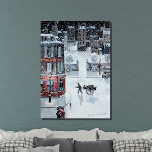Michael Delacroix Canvas Art: Winter Cityscape Reproduction