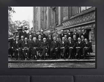 Impresión en lienzo de la Conferencia Solvay de 1927: Einstein, Curie, Planck