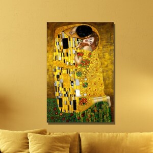 Gustav Klimt Canvas Wall Art, Gustav Klimt The Kiss Art Print, Gustav Klimt Artwork,Symbolism,  Reproduction Art, Home&Office Decor Gift 34