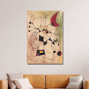Joan Miro Canvas Wall Art, Joan Miro The Lightning Bird Blinded by Moonfire, Reproduction Print, Surrealism, Home&Office Canvas Wall Decor 7