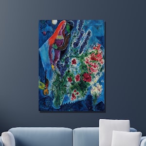Marc Chagall Canvas Wall Art,Marc Chagall The Beautiful Redhead ,Expressionism Art,Chagall Artwork Canvas/Panel Home&Office Decor Gift 12