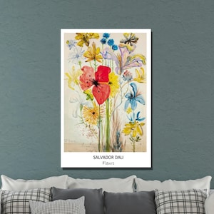 Salvador Dali Canvas Wall Art Salvador Dali Fleurs Vintage Print, Flowers Art Painting, Salvadır Dali Poster Print, Home&Office Decor Gift 1