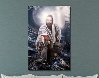 Jesus Give Me Hand, Jesus Reaching Hand Canvas, Christian Wall Art, Come Follow Me, Homee Wall Decor, Jesus Lover Gifts Christmas Gift 1