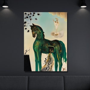 Salvador Dali Canvas Wall Art, Salvador The Trojan Horse (Le Cheval De Troje),  Salvador Dali Poster and Panel, Home&Office Wall Decor 31