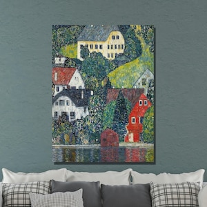 Gustav Klimt Canvas Wall Art, Gustav Klimt Houses at Unterach, Gustav Klimt Artwork,Symbolism, Reproduction Art, Home&Office Decor Gift 36