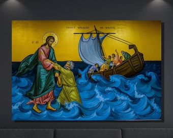 Christ Walking on Water Wall Art Decor, Byzantine Orthodox Art, Christian Art, Reproduction Prints, Chrsitmas Gift, Home&Office Wall Decor 7