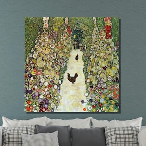 Gustav Klimt Canvas Wall Art, Gustav Klimt Garden With Roosters Art Print, Canvas Poster & Panel, Klimt Artwork, Living Room Decor Gift 3
