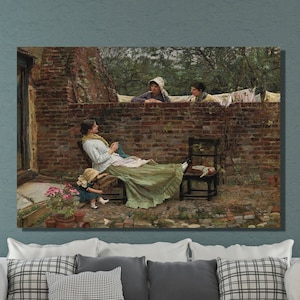 John William Waterhouse Canvas Wall Art, Gossip by John William Waterhouse Art Print, Reproduction Art, Home&Office Wall Decor Gift 3