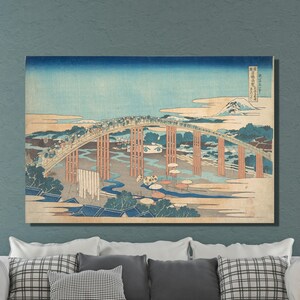 Katsushika Hokusai Canvas Wall Art, Katsushika Hokusai Yahagi Bridge Art Print, Reproduction Art, Canvas Poster/Panel Home&Office Decor 6