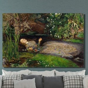 John Everett Millais Canvas Wall Art, Ophelia by John Everett Millais Art Print, Victorian Art, Reproduction Print, Home&Office Wall Decor 1