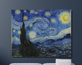 Vincent Van Gogh Canvas Wall Art, Van Gogh The Starry Night Print, Art Reproduction, Van Gogh Artwork, Framed Poster Print Home Decor 4