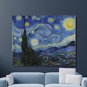 Vincent Van Gogh Canvas Wall Art, Van Gogh The Starry Night Print, Art Reproduction, Van Gogh Artwork, Framed Poster Print Home Decor 4